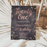 Faux roos gold confetti waterverf 21st Birthday Kaart<br><div class="desc">Faux roos gold confetti splatters grijs waterverf batik 21st Birthday A modern 21st Birthday party met moderne, originele en eenvoudige faux roos gold folie-uitnodiging met roos gouden confetti splatters en handgeschreven stijl borsteltypografie op een met de hand geschilderde batik grijs waterverf achtergrond. . Als u een gewijzigde en aangepaste tekst...</div>