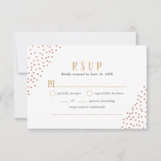 Faux Roos Gold Confetti Wedding Buffet RSVP (Voorkant)