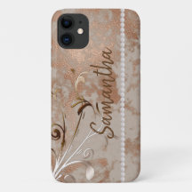 Faux Roos Gold Editable Name iPhone/iPad case