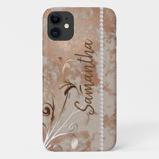 Faux Roos Gold Editable Name iPhone/iPad case (Achterkant)