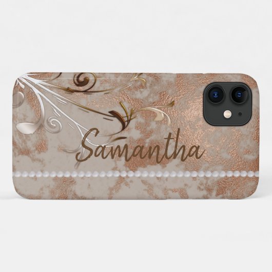 Faux Roos Gold Editable Name iPhone/iPad case (Achterkant (horizontaal))