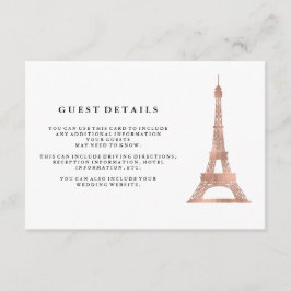 Faux Roos Gold Eiffel Tower Weddenschap Details Informatiekaartje