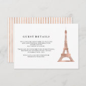 Faux Roos Gold Eiffel Tower Weddenschap Details Informatiekaartje (Voorkant / Achterkant)