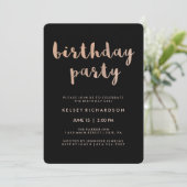 Faux Roos Gold en Black Birthday Party Kaart (Staand voorkant)