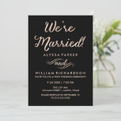 Faux Roos Gold en Black Post trouwceremonie Kaart (Staand voorkant)