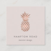 Faux Roos Gold en Cameo Blush Pineappel Vierkante Visitekaartje (Voorkant)