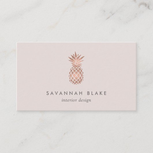 Faux Roos Gold en Cameo Blush Pineappel Visitekaartje (Voorkant)