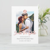 Faux Roos Gold en grijs monogram Opslaan datum Save The Date (Staand voorkant)