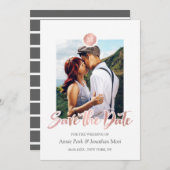 Faux Roos Gold en grijs monogram Opslaan datum Save The Date (Voorkant / Achterkant)