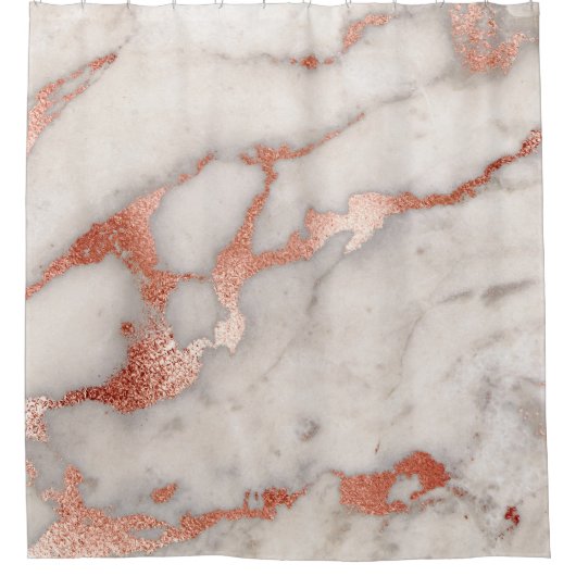 faux roos Gold en grijze marmer Douchegordijn (Voorkant)