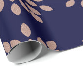 Faux Roos Gold en Navy Blue Floral Pattern Cadeaupapier (Rol Hoek)