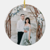 Faux Roos Gold en Waterverf Blue Geode | Foto Keramisch Ornament (Achterkant)