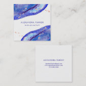 Faux Roos Gold en Waterverf Blue Geode | Vierkant Vierkante Visitekaartje (Voorkant / Achterkant)