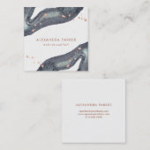 Faux Roos Gold en Waterverf Grijze Geode | Vierkan Vierkante Visitekaartje (Voorkant / Achterkant)