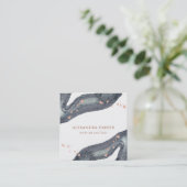 Faux Roos Gold en Waterverf Grijze Geode | Vierkan Vierkante Visitekaartje (Staand voorkant)
