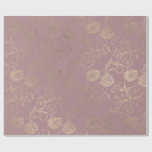 Faux Roos Gold Floral Blush Red Bean Bridal Cadeaupapier (Vlak)