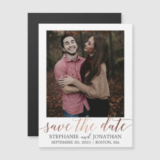 Faux Roos Gold Foil Afbeelding Save the Date Magne Magnetische Uitnodiging