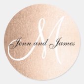 Faux Roos Gold Foil Black Weddenschap voor Initiaa Ronde Sticker (Voorkant)