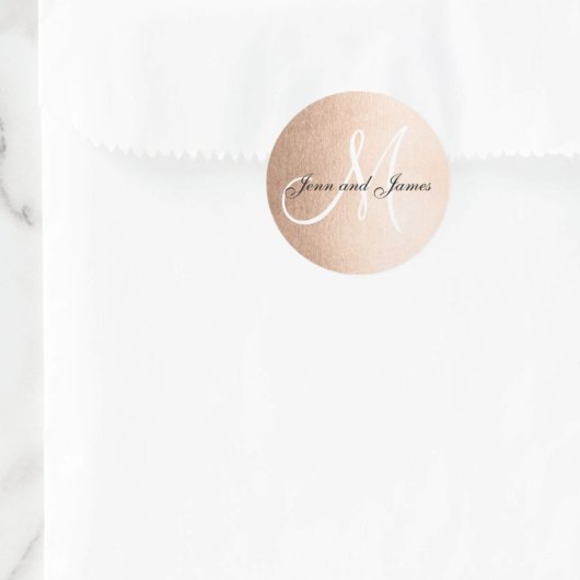 Faux Roos Gold Foil Black Weddenschap voor Initiaa Ronde Sticker