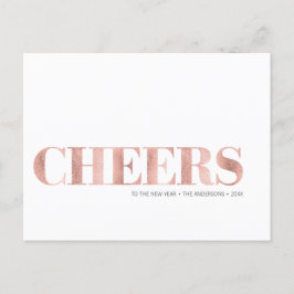 Faux Roos Gold Foil Cheers Nieuwjaar Briefkaart