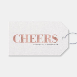 Faux Roos Gold Foil Cheers Nieuwjaarscadeau Label Cadeaulabel