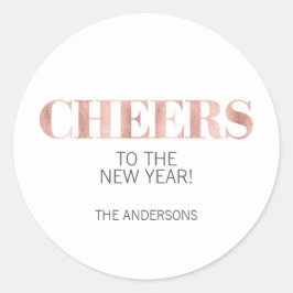 Faux Roos Gold Foil Cheers Nieuwjaarsdag Sticker