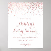 Faux Roos Gold Foil Confetti Baby shower Sign. Poster (Voorkant)