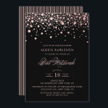 Faux Roos Gold Foil Confetti Black Bat Mitzvah Kaart<br><div class="desc">Nodig familie en vrienden uit aan je dochter Bat Mitzvah met deze moderne en elegante uitnodiging. Het is voorzien van faux roos goud confetti stippen en strepen patroon op zwarte achtergrond. Personaliseer door naam,  datum,  tijd,  plaats en andere gebeurtenisdetails toe te voegen. Overeenkomende objecten zijn beschikbaar.</div>