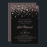 Faux Roos Gold Foil Confetti Black Bat Mitzvah Kaart<br><div class="desc">Nodig familie en vrienden uit aan je dochter Bat Mitzvah met deze moderne en elegante uitnodiging. Het is voorzien van faux roos goud confetti stippen en strepen patroon op zwarte achtergrond. Personaliseer door naam,  datum,  tijd,  plaats en andere gebeurtenisdetails toe te voegen. Overeenkomende objecten zijn beschikbaar.</div>