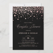 Faux Roos Gold Foil Confetti Black Couples Shower Kaart (Voorkant)