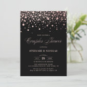 Faux Roos Gold Foil Confetti Black Couples Shower Kaart (Staand voorkant)