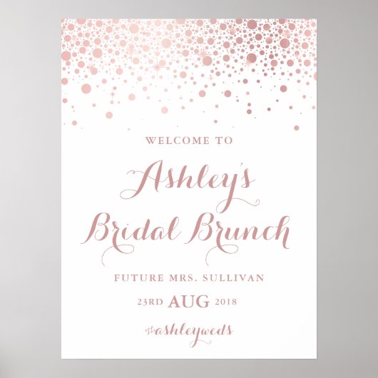 Faux Roos Gold Foil Confetti Bridal Brunch Sign. Poster (Voorkant)