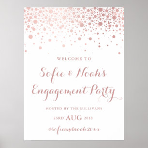 Faux Roos Gold Foil Confetti Engagement Party Poster
