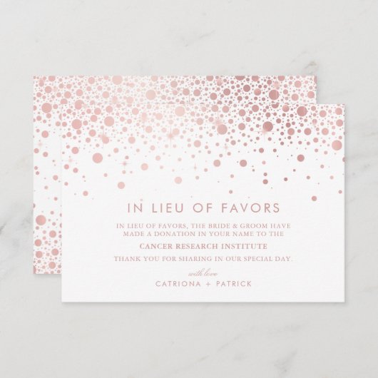 Faux Roos Gold Foil Confetti in Lieu Favors Informatiekaartje (Voorkant / Achterkant)