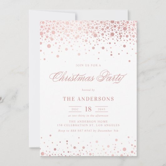 Faux Roos Gold Foil Confetti kerst Kaart (Voorkant)