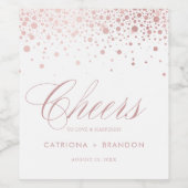 Faux Roos Gold Foil Confetti Stip Cheers Weddensch Wijn Etiket (Enkel label)