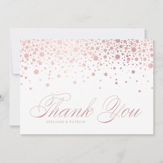 Faux Roos Gold Foil Confetti Stippen Weddenschap Bedankkaart (Voorkant)