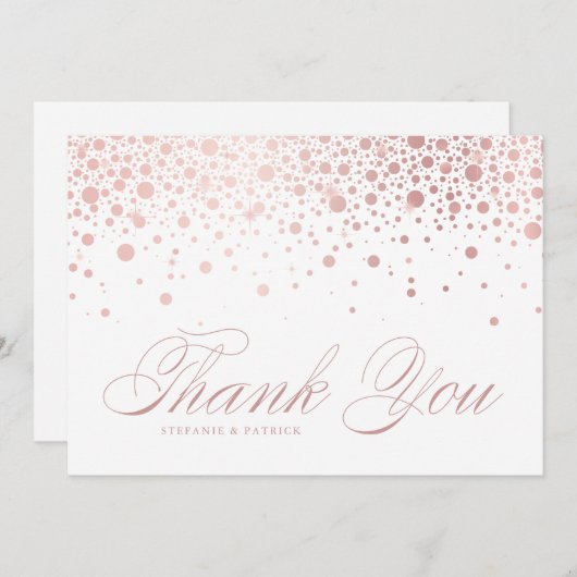 Faux Roos Gold Foil Confetti Stippen Weddenschap Bedankkaart (Voorkant / Achterkant)