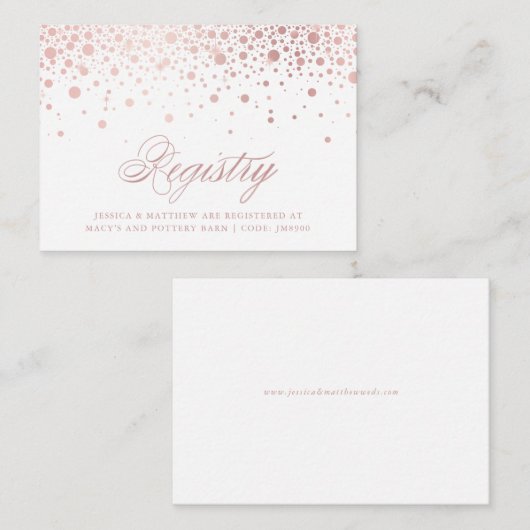 Faux Roos Gold Foil Confetti Stippen Weddenschap R Informatiekaartje (Voorkant / Achterkant)