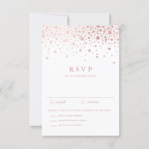 Faux Roos Gold Foil Confetti Stippen Weddenschap R RSVP Kaartje