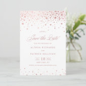 Faux Roos Gold Foil Confetti Stippen Weddenschap Save The Date (Staand voorkant)