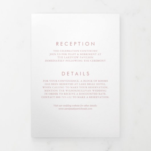Faux Roos Gold Foil Confetti Stippen White Wedding Drieluik Uitnodiging (Cover)