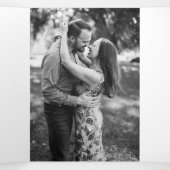 Faux Roos Gold Foil Confetti Stippen White Wedding Drieluik Uitnodiging (Binnenkant midden)