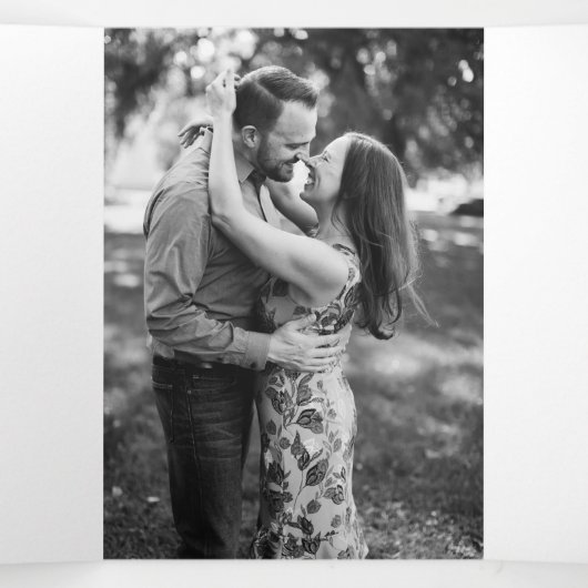 Faux Roos Gold Foil Confetti Stippen White Wedding Drieluik Uitnodiging (Binnenkant midden)