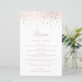 Faux Roos Gold Foil Confetti Wedding Menu Kaart (Staand voorkant)