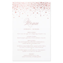 Faux Roos Gold Foil Confetti Wedding Menu Kaart