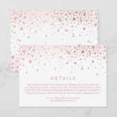 Faux Roos Gold Foil Confetti White Wedding Details Informatiekaartje (Voorkant / Achterkant)
