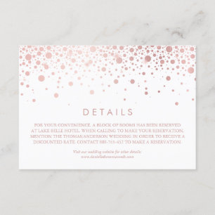 Faux Roos Gold Foil Confetti White Wedding Details Informatiekaartje