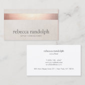 Faux Roos Gold Foil Elegant Modern Beige Linen Visitekaartje (Voorkant / Achterkant)
