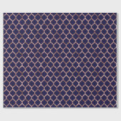 Faux Roos Gold Foil en Navy Blue Quatrefoil Cadeaupapier (Vlak)